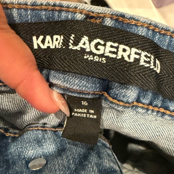 KARL LAGERFELD PARIS Jeans Women's Distressed Tape Denim Size 16 - Picture 3 of 3
